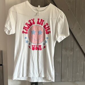 Bella Canvas White Tee with Red and Blue Graphic